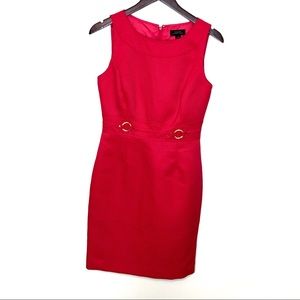 Tahari Red Sleeveless Midi Sheath Dress